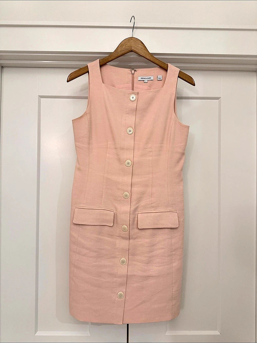 Veronica Beard Georges Linen Midi Dress Pink Size 4